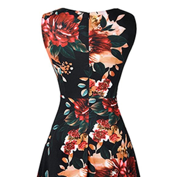 Printed Smocked Waist Sleeveless Dress - Picture 5 of 7